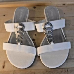 Catherines Women's Sandals Shoe Size 8 White Silver